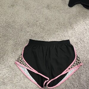 Simply Southern Black Athletic Shorts with Pink and Leopard Trim
